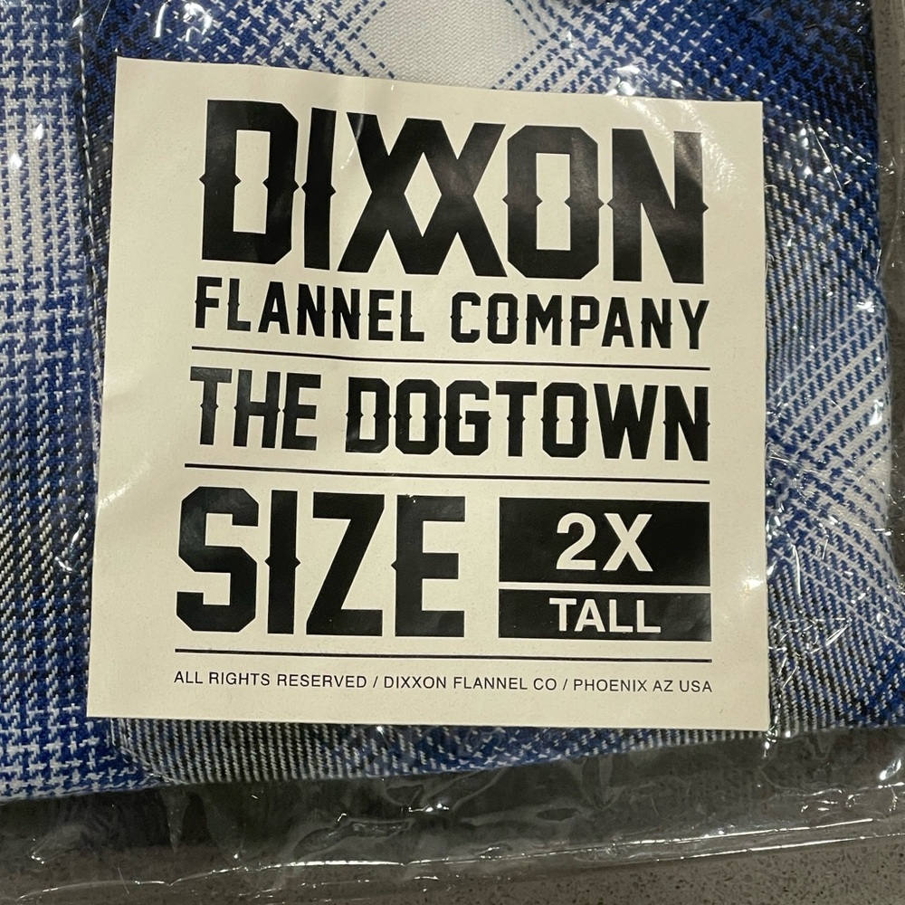DIXXON Dogtown Blue and White Flannel Shirt Mens 2X Tall